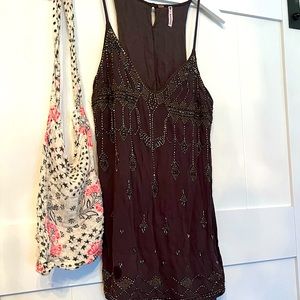 Free people embellished high low top/ dress/ cover up black dress